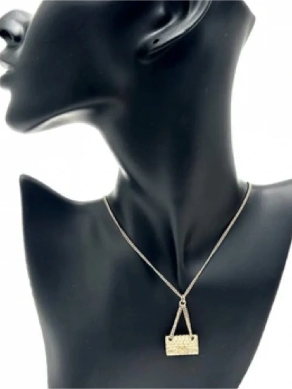 Chanel Gold Quilted Classic Flap Bag Pendant Necklace